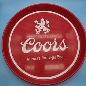 Vintage Coors Serving Tray Red 12" Round Metal America's Fine Light Beer